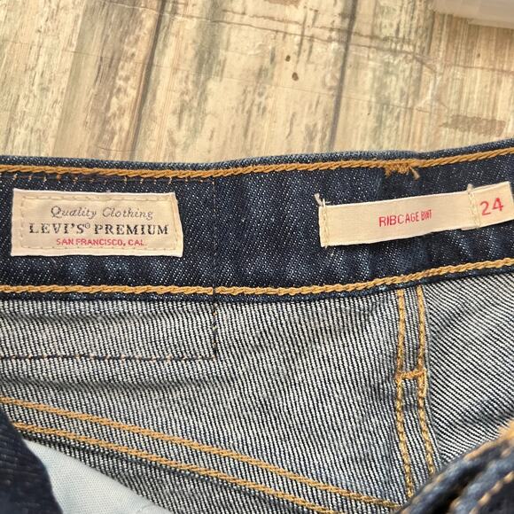 Levis Womens Ribcage Boot Dark Denim Jeans Sz W24 L33 Cowgirl Classic Western - Picture 10 of 14